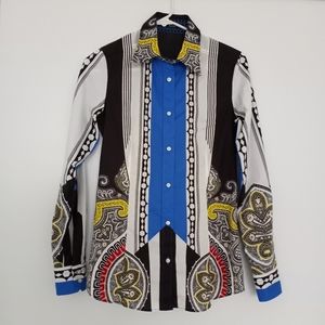 Etro Geometric Paisley Print Stretch-Cotton Shirt